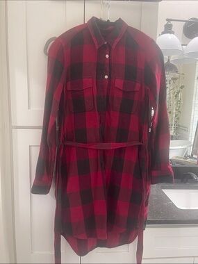 GAP Red and Black Plaid Shirt Dress